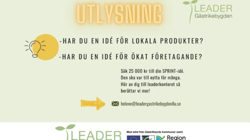 UTLYSNING - ökat FÖRETAGANDE + LOKALA produkter