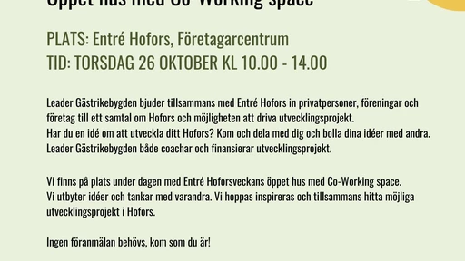 #MittHofors 26 oktober Co-working